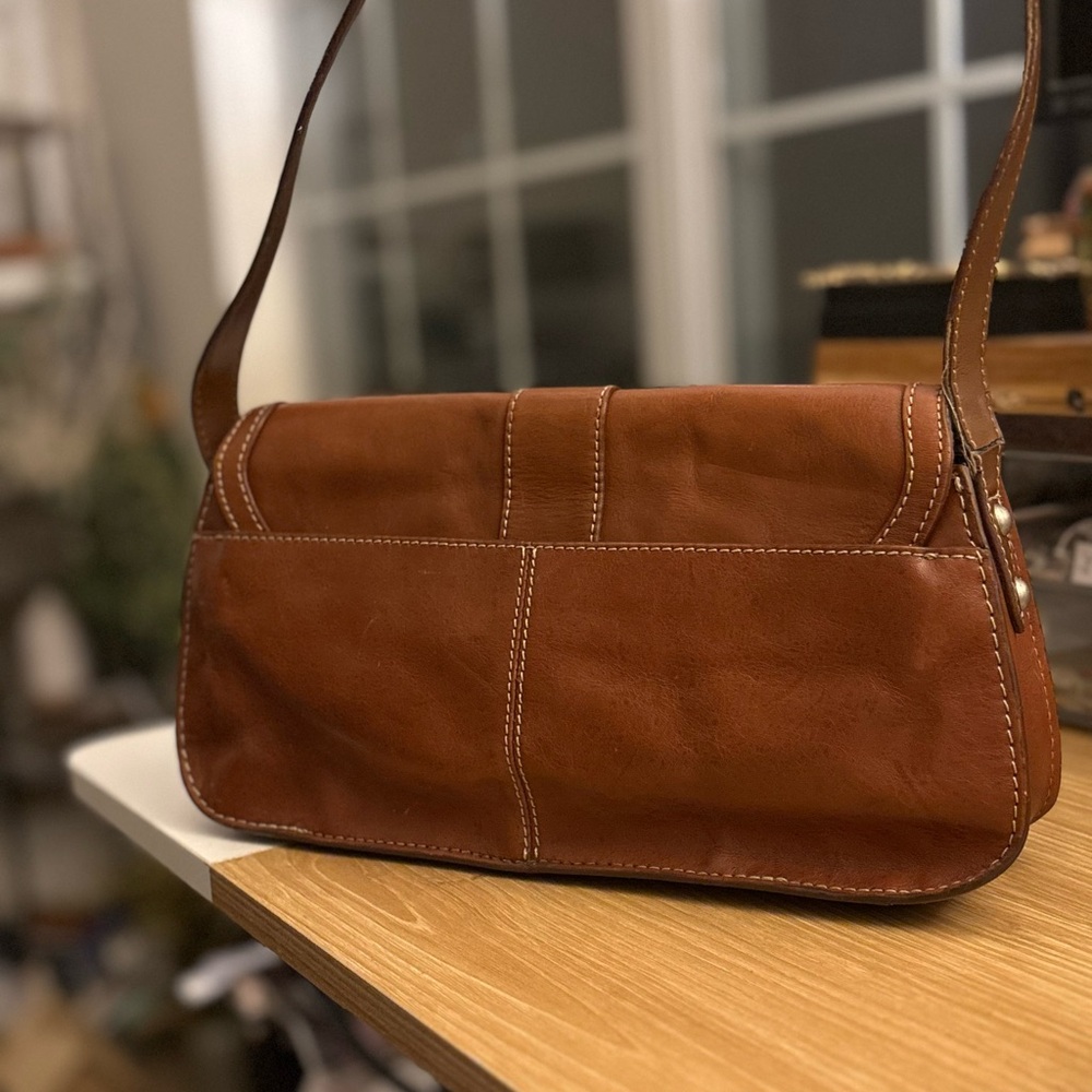 Vintage EGO Leather Shoulder Bag | Y2K Brown Sturdy Leather | Good Condition - Picture 11 of 12